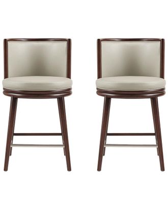 Manhattan Comfort Set Of 2 Evalyn Leatherette Counter Stools With Beech Wood Legs