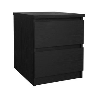 Dmora Dmora Table De Chevet Avec Deux Tiroirs, Couleur Noire, 40 X 49 X 50 Cm