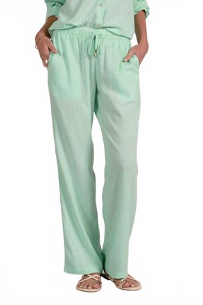 Elan Linen Drawstring Pant In Mint