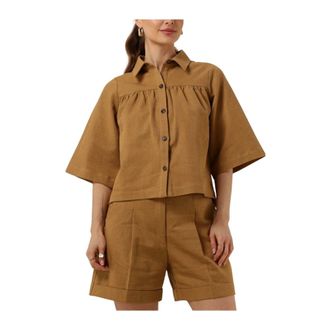 Ruby Tuesday Riah Blouse - Dames - Blouses & Shirts - Bruin - Maat: L Linnen