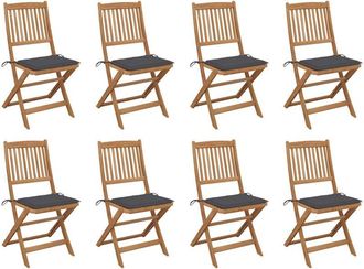 vidaXL Vidaxl - Sillas De Jard&iacute;n Plegables 8 Uds Y Cojines Madera Maciza Acacia