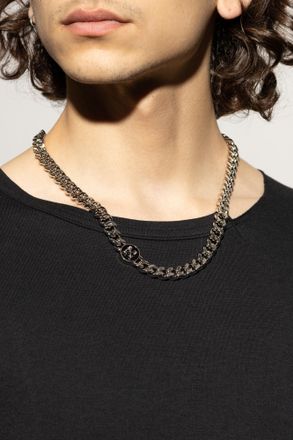 Off-white Brass Necklace, Mens, Silver