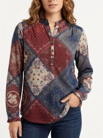 Tasha Polizzi Sandra Patchwork Print Shirt In Blue/red