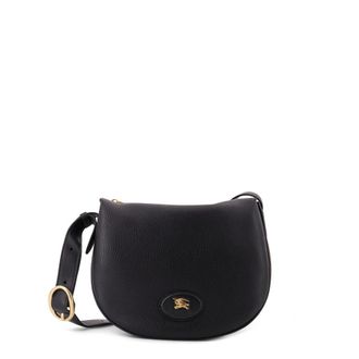 Burberry Hammered Leather Crossbody Bag With Logo Patch