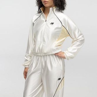 New Balance Mujer Basketball Track Jacket en Blanco, Poly Knit, Talla XL
