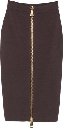 Elisabetta Franchi Gebreide Kokerrok - Dames - Kokerrokken - Bruin - XL - Rokken