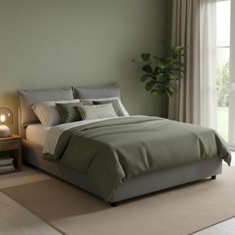 Talamo Italia Talamo Italia Cama Matrimonial Deborah, Cama Contenedor Con Revestimiento De Tela, 100% Made In Italy, Apertura Frontal, Adecuado Para Colch&oacute;n 160x190
