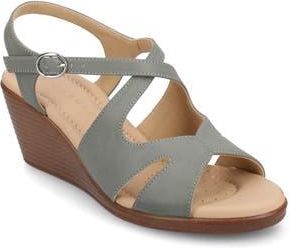 Journee Collection Kedzie II Wedge Sandal - Extra Wide Width Available in Grey at Nordstrom Rack, Size 6.5