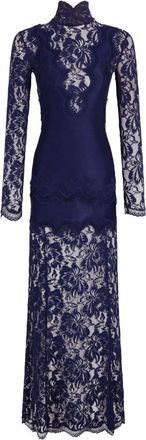 Paco Rabanne Lace-panelled Maxi Dress - female - Rabanne - Maxi Dresses - Blue - 2XS - Dresses