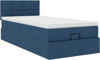 vidaXL Estructura De Cama Otomana Con Colch&oacute;n Tela Azul 90x190 Cm Vidaxl