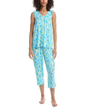 Ellen Tracy 2Pc Top & Cropped Pant Pajama Set
