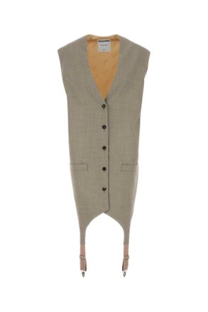 Moschino Two Tone Wool And Satin Oversize Vest