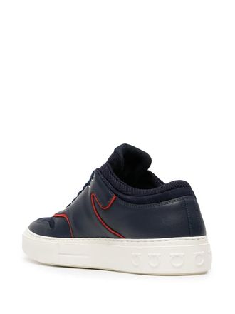 Ferragamo Leather Low-Top with Logo Detail Sneaker - Navy