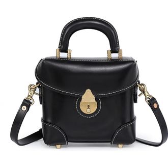 OLD TREND Azalea Genuine Leather Vintage Box Crossbody in Black at Nordstrom