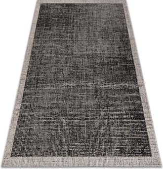 RugsX Rugsx - Alfombra De Cuerda Sisal Floorlux 20401 Marco Negro/plateado Grey 120x170 Cm