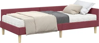 vidaXL Estructura De Cama Esquina Con Colch&oacute;n 2 Uds. Rojo Vino Vidaxl