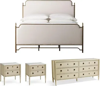 Frontgate Whitby/Etienne Bedroom Set in French Linen - Queen, Bed, Two Bedside Chests and Six-Drawer Dresser - Frontgate