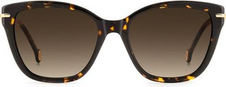 Carolina Herrera Her 55mm Gradient Cat Eye Sunglasses in Havana/Brown Sf at Nordstrom
