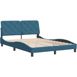 vidaXL Estructura De Cama Con Luces Led Terciopelo Azul 140x190 Cm Vidaxl