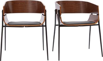 Miliboo Miliboo - Set De 2 Sillas De Dise&ntilde;o De Madera Oscura Y Metal Negro Wess