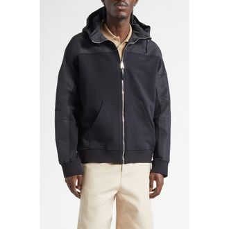 Givenchy Mixed Media Hooded Windbreaker in Black at Nordstrom, Size Xx-Large