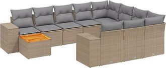 vidaXL Set De Sof&aacute;s De Jard&iacute;n 11pzas Con Cojines Rat&aacute;n Sint&eacute;tico Beige Vidaxl