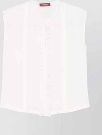 Max Mara matilde cap sleeves sheer ruffled top