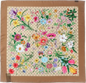 Gucci Printed Gg Silk Twill Carre