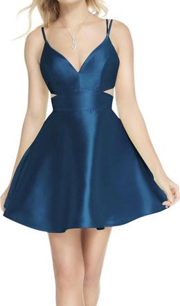 Alyce Paris Cutout Waist Short Dress In Deep Water
