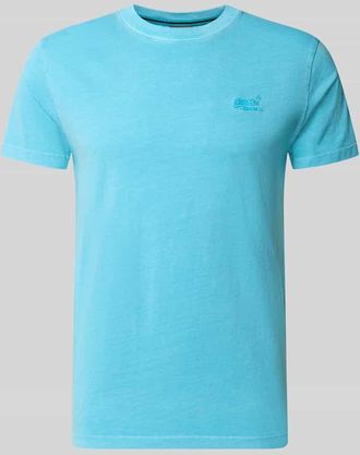 Superdry T-Shirt mit Rundhalsausschnitt und Label-Stitching in Neon Blau, Gr&ouml;&szlig;e XXXL