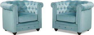 Vente-Unique Vente-unique - Lotto di 2 poltrone chesterfield in velluto Azzurro pastello
