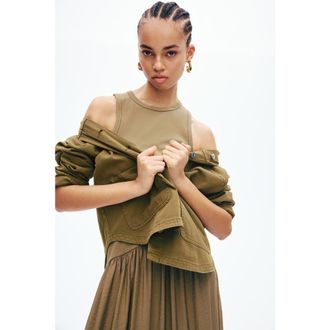 H&M Twill Shacket in Dark Khaki Green at Nordstrom, Size Xx-Large