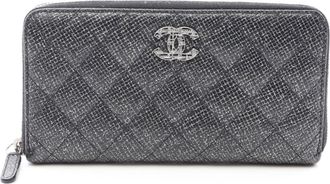 Chanel Black Grained Calfskin Long Wallet (Bi-Fold) (Pre-Owned)