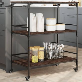 vidaXL Vidaxl - Carrito De Cocina Madera Ingenier&iacute;a Marr&oacute;n Roble 100,5x50x105cm