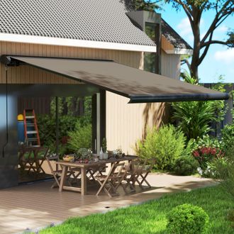 OUTSUNNY DIY Retractable Canopy with Remote Controller for Patio, Light Grey
