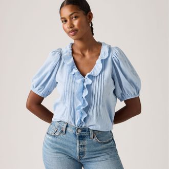 Levi's Giselle Ruffle Blouse - Womens - 2XL - Blue