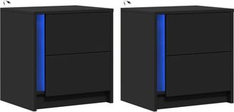 vidaXL Vidaxl - Bedside Cabinets with led Lights 2 pcs Black Engineered Wood