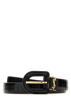 Saint Laurent Black Logo Buckle Belt