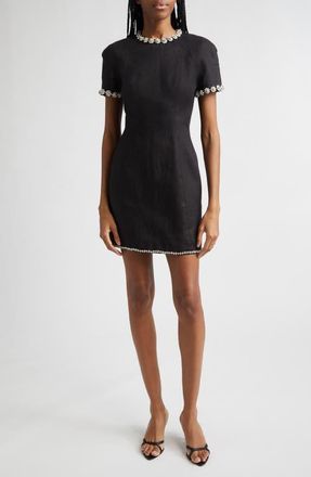 Zimmermann Rebellion Jewel Embellished Linen Minidress in Black at Nordstrom, Size 0P