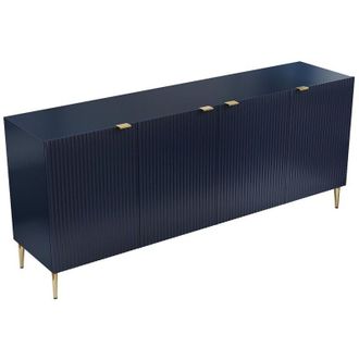 Vente-Unique Credenza con 4 ante in mdf e Acciaio Blu e Dorato - yesinia