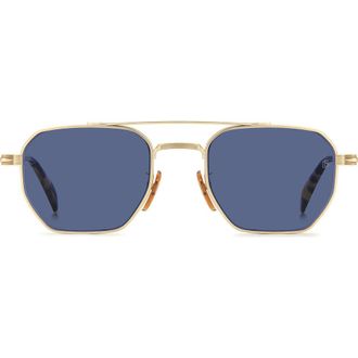 David Beckham 52mm Navigator Sunglasses in Gold Honey Havana/Blue Avio at Nordstrom