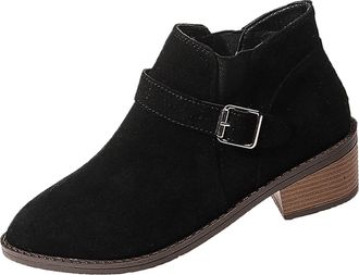 Generic Women Ankle Boots Womens Winter Boots 2025 Roman Retro Booties Womens Big Yards Set Foot Thick with Pointed Short Booties Fashion Womens Lug Sole Plat