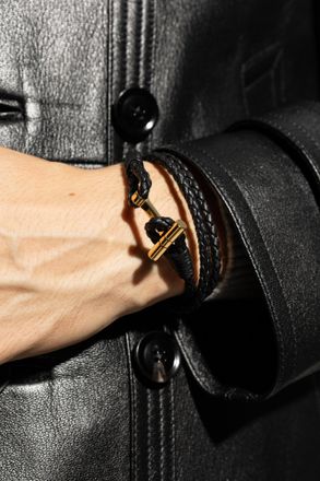 Tom Ford Leather Bracelet, Mens, Black
