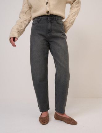 Nobody's Child Washed Black High Rise Putney Barrel Leg Jeans