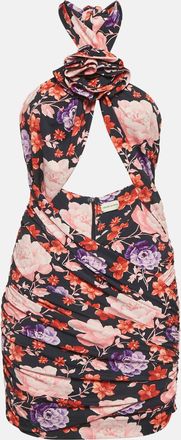 Magda Butrym Multicolour Floral Print Jersey Ruched Mini Dress