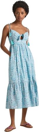Pepe Jeans London Bloemen Maxi Jurk met Hartvormige Halslijn - Dames - Maxi kleedjes - Veelkleurig - XS - Katoen - Kleedjes
