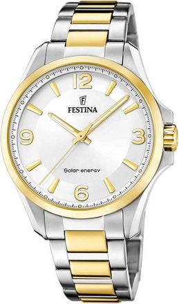 Festina Stalen Quartz Horloge- Witte Kast- Gouden Band - Heren - Horloges - Grijs - ONE Size - Accessoires