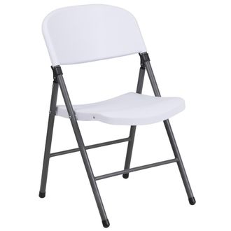 Flash Furniture HERCULES Series 330 lb. Capacity Granite White Plastic Folding Chair with Charcoal Frame