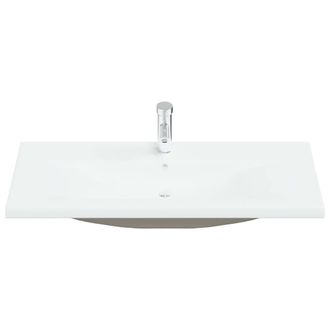 Berkfield Home Elegant Built-in Basin with Faucet 101x39x18 cm Ceramic White | Size: 101 x 39 x 18 cm