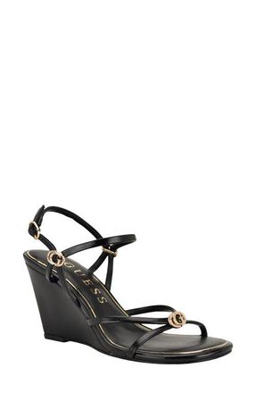 Guess Devve Slingback Wedge Sandal in Black at Nordstrom, Size 8.5